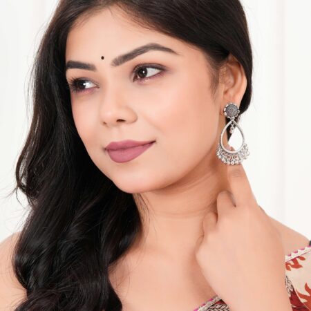 Earrings for Women Traditional Silver AZ838-OXidised Jhumka Set | German Silver Chand Baliyan & Jhumkas Earrings | Birthday & Anniversary Gift -AZ838-OX-ER34