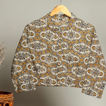Handmade Block Print Cotton for Women ? Ethnic Floral Printed Top with Long Sleeves
